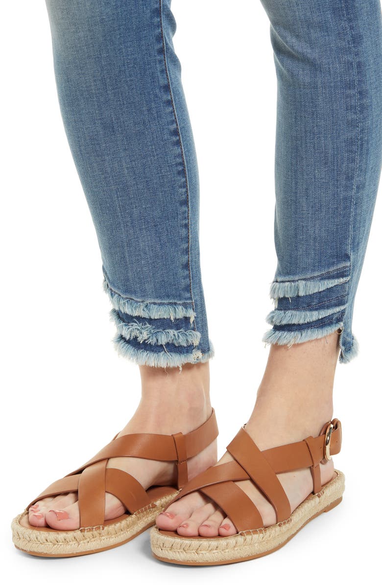 JEN7 by 7 For All Mankind High Waist Fringe Hem Ankle Skinny Jeans, Alternate, color, 