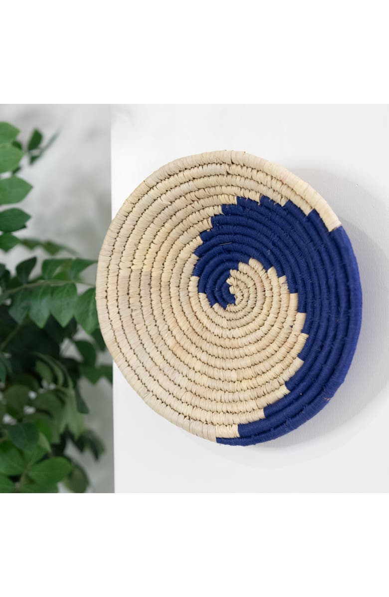 Wicker Village Wall Basket Blue Swirl, Alternate, color, Large