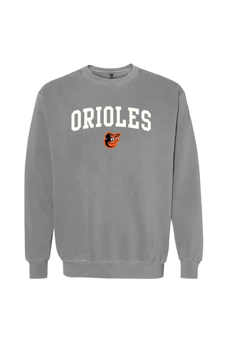 SOFT AS A GRAPE Women's Soft as a Grape Charcoal Baltimore Orioles Pigment Dye Pullover Sweatshirt, Main, color, Charcoal