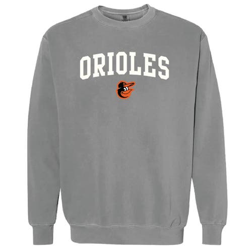 Soft As A Grape Charcoal Baltimore Orioles Pigment Dye Pullover Sweatshirt