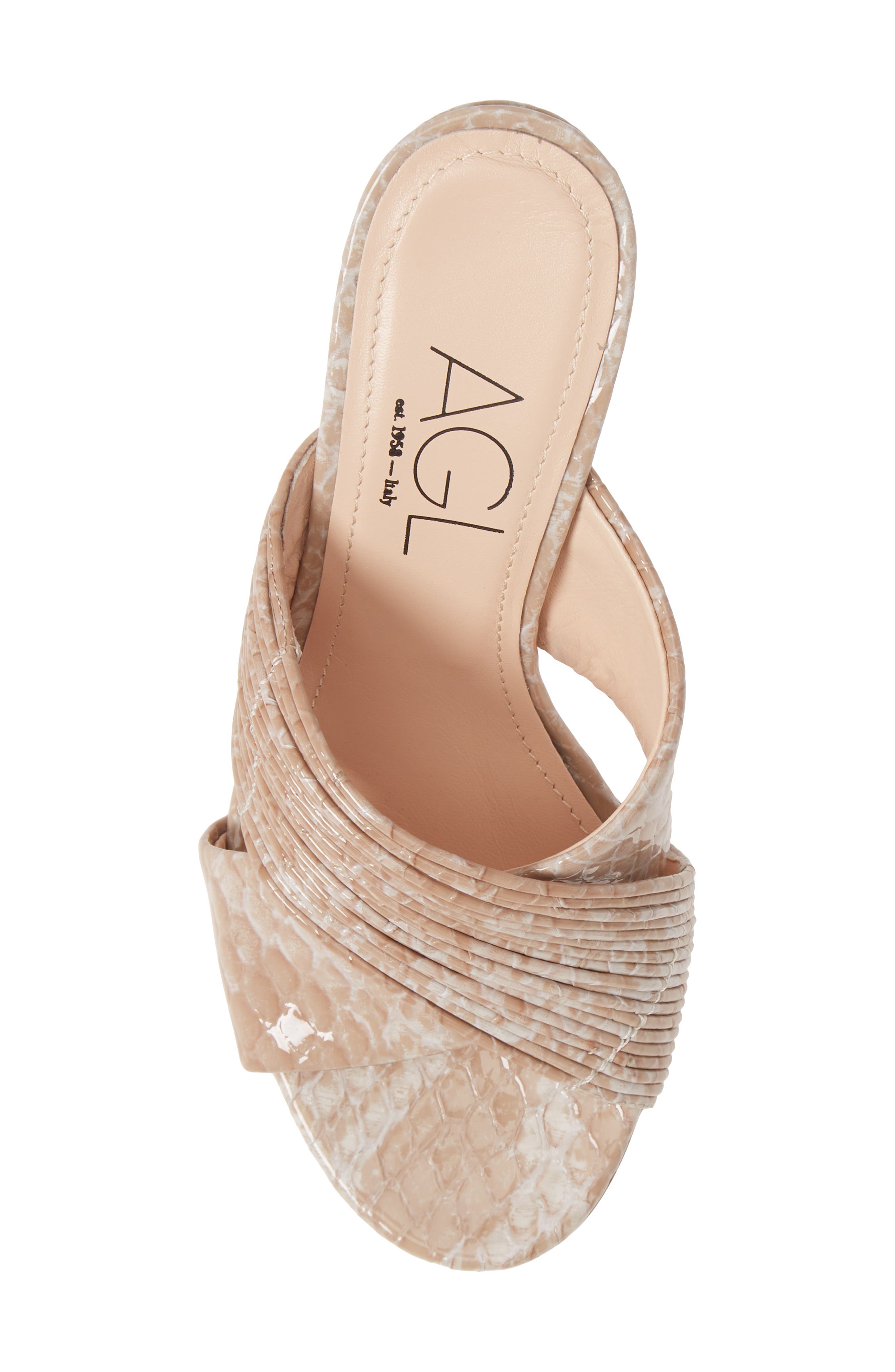 AGL Snake Embossed Slide Sandal, Alternate, color, 