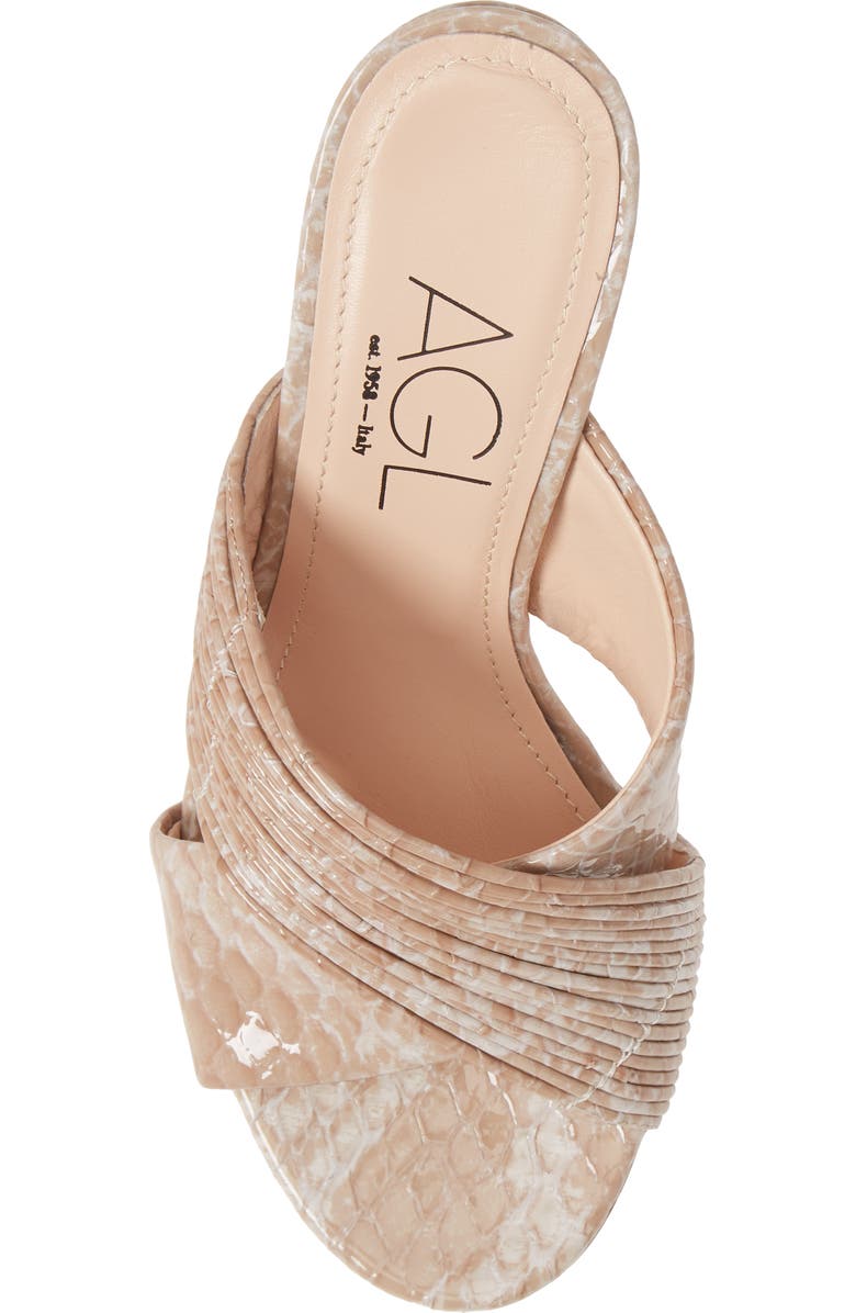 AGL Snake Embossed Slide Sandal, Alternate, color,