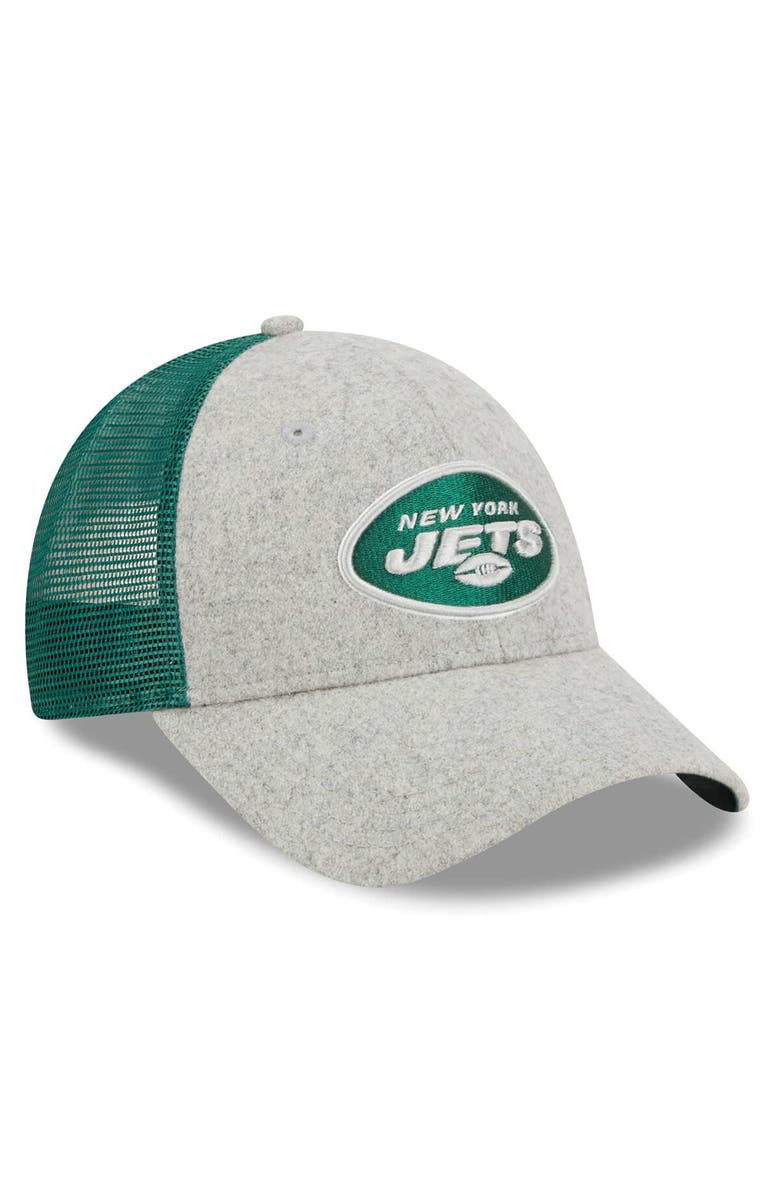New Era Men's New Era Heather Gray/Green New York Jets Pop Trucker 9FORTY Adjustable Hat, Alternate, color, 
