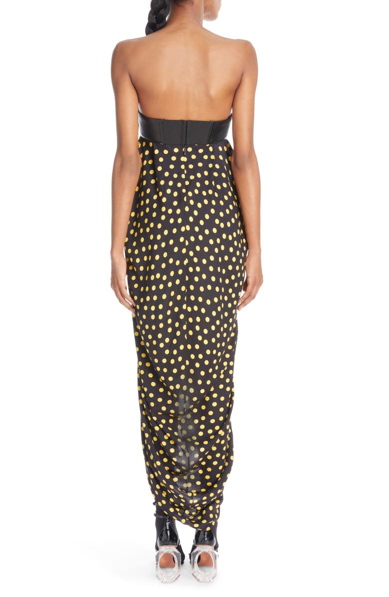 Alaïa Leather & Silk Crepe Bustier Dress, Alternate, color,