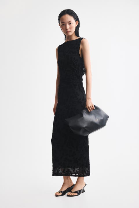 Flock-print Bodycon Dress