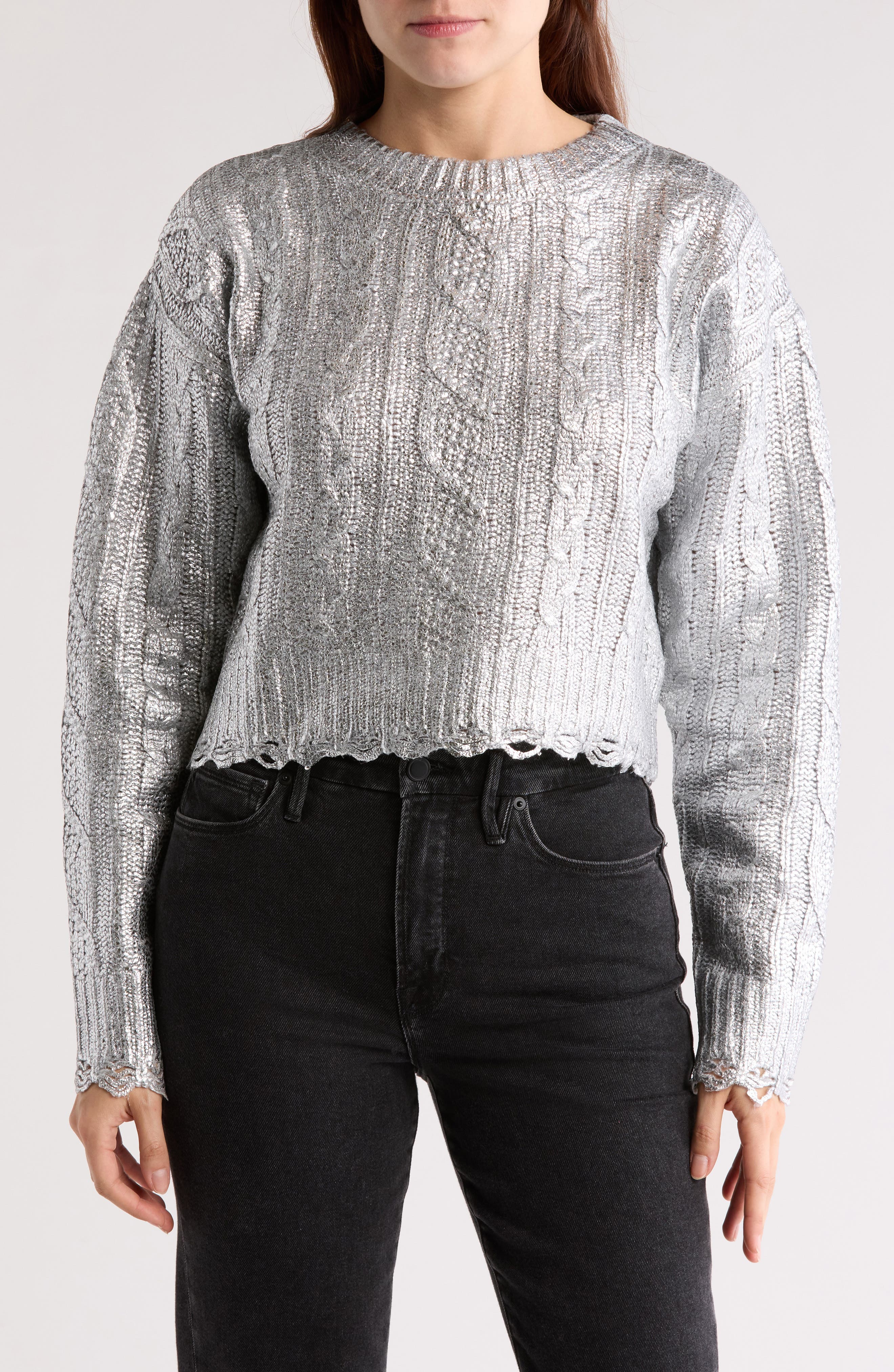 Vigoss Metallic Cable Stitch Sweater