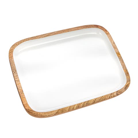 Enameled Mango Wood Tray