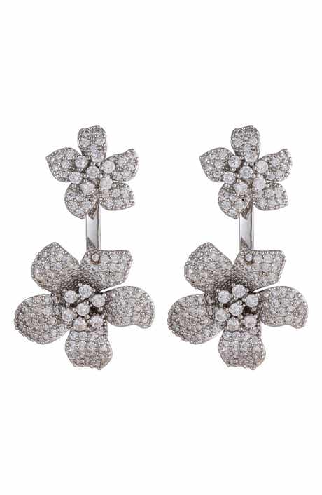 EYE CANDY LOS ANGELES Rose Cubic Zirconia Floral Drop Earrings