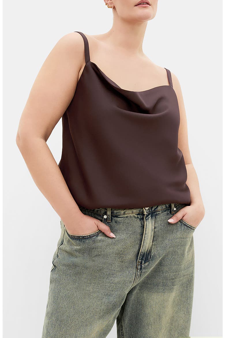Cowl Neck Satin Camisole, Main, color, CHOCOLATE