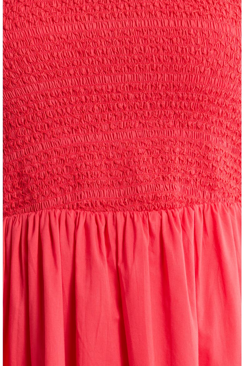 Jessy Smocked Sleeveless Midi Dress, Alternate, color, RED