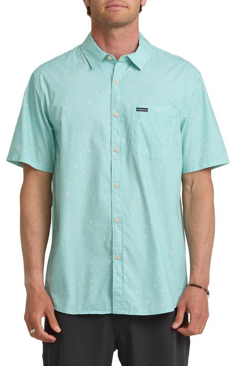 Ditsy Blossom Floral Classic Short Sleeve Cotton Button-Up Shirt