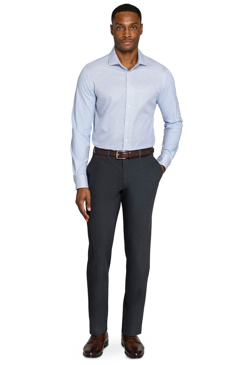Slim Fit Abstract Cross Reworked Button-Up Shirt, Alternate, color, WHITE/ BLUE