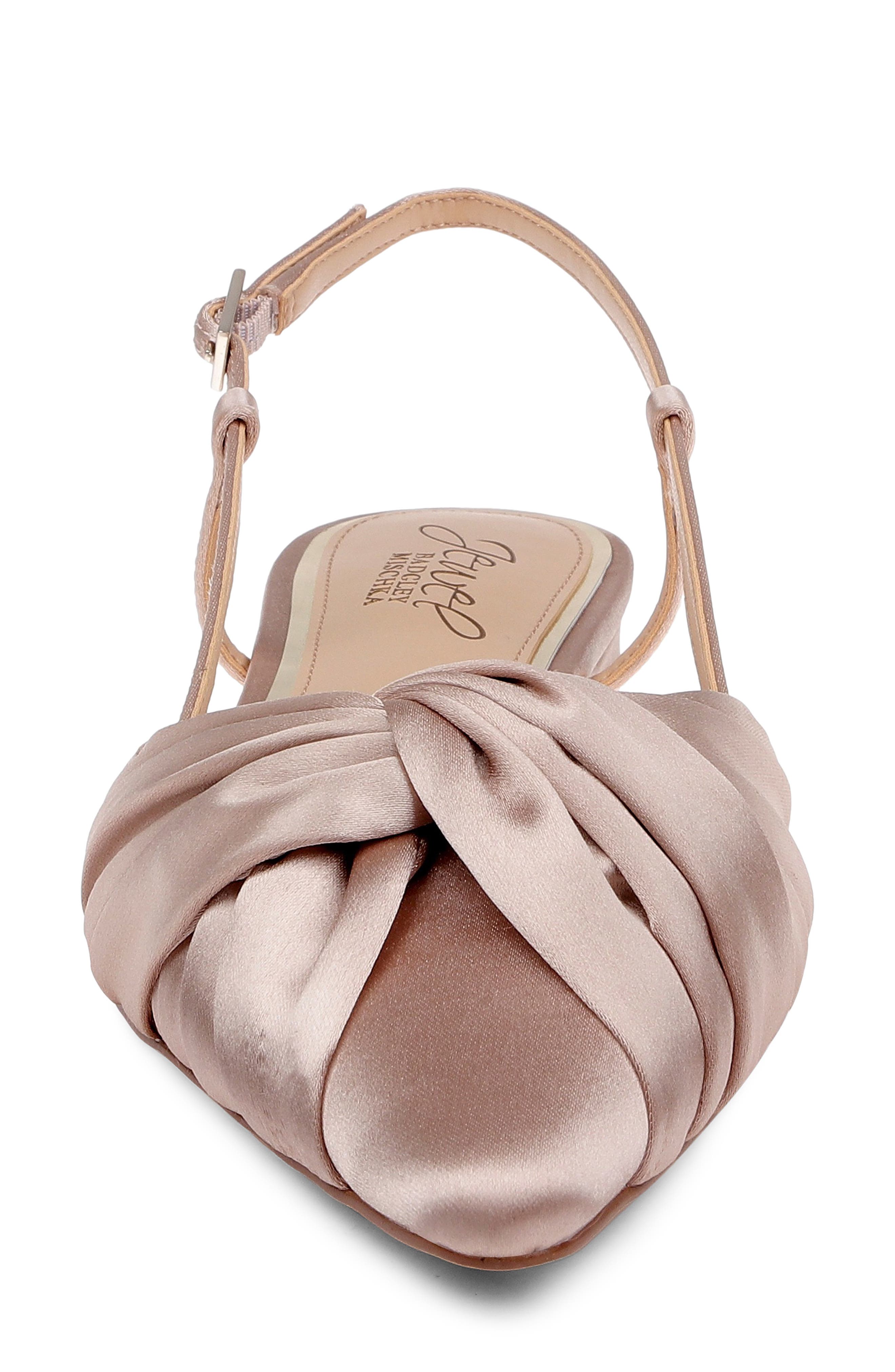 Zarah Pointed Toe Slingback Flat, Alternate, color, DARK NUDE SATIN