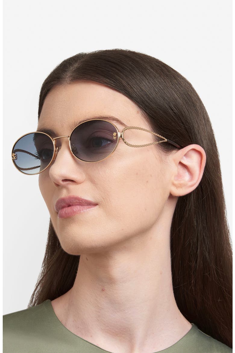 57mm Oval Sunglasses, Alternate, color, GOLD/ DARK BLUE SF