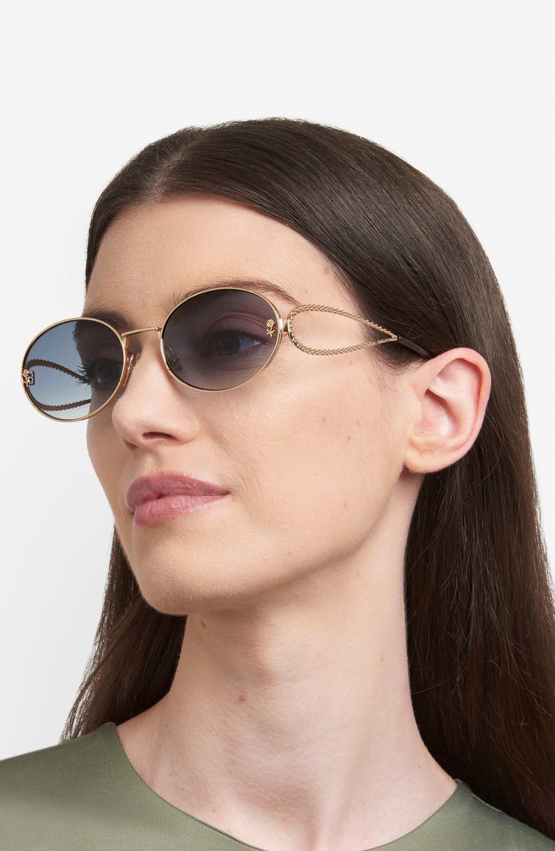 Etro 57mm Oval Sunglasses, Alternate, color, Gold/ Dark Blue Sf