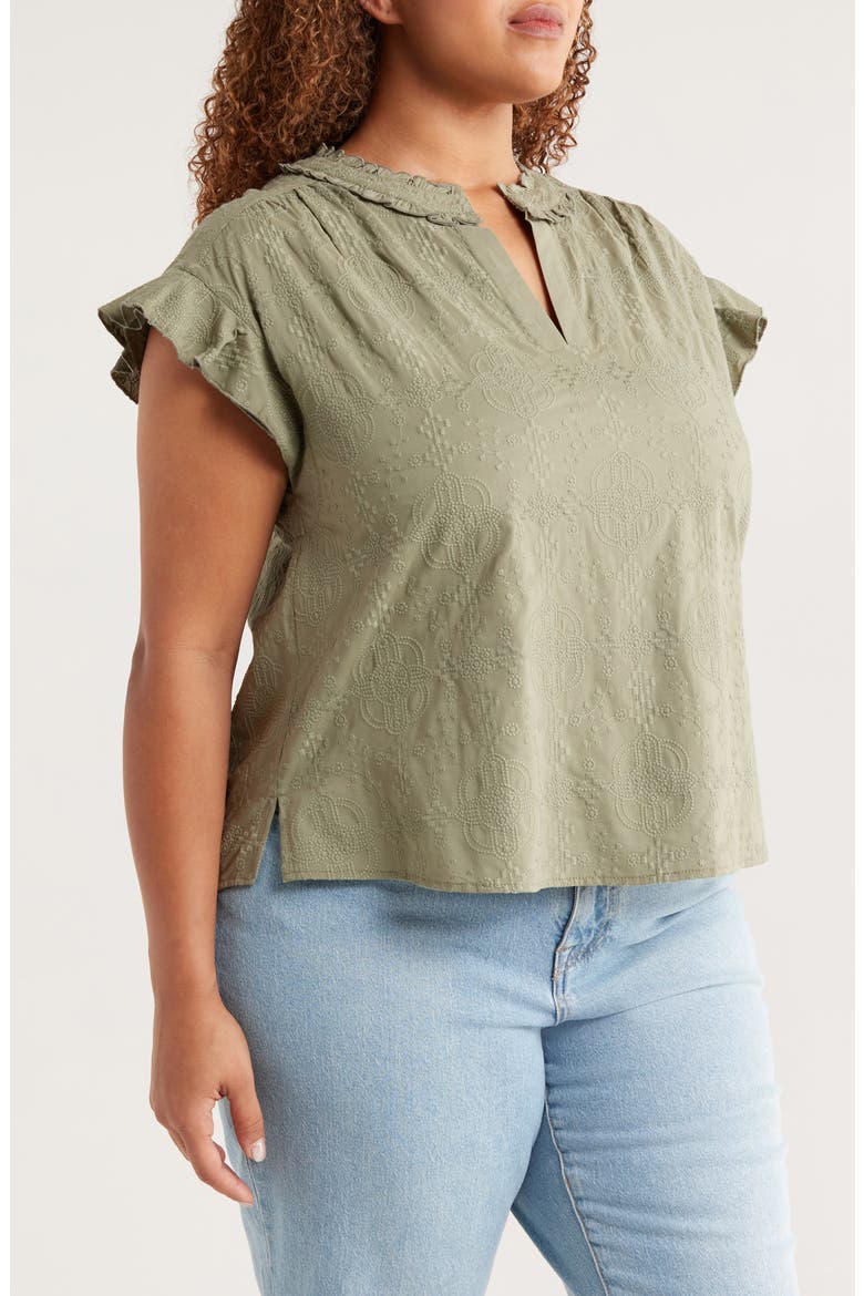 Cap Sleeve Woven Shirt, Alternate, color, OREGANO