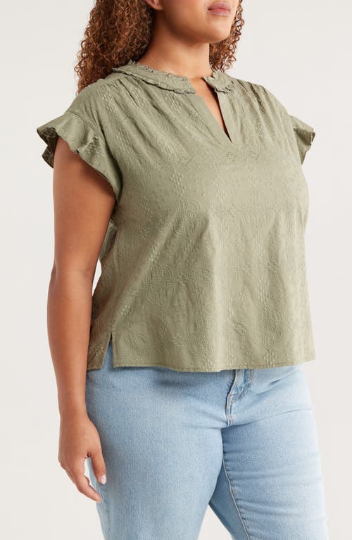 Wit & Wisdom Cap Sleeve Woven Shirt In Green