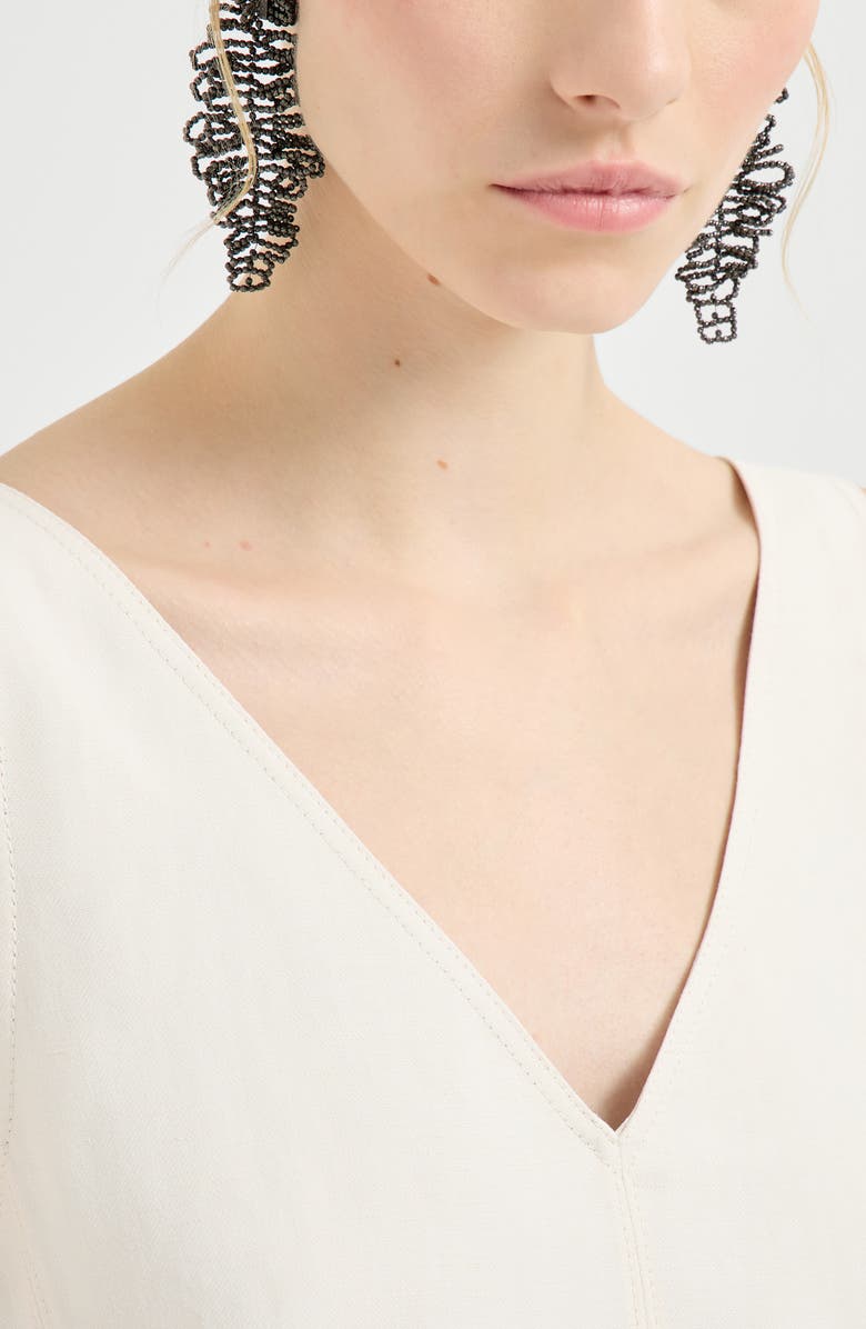 Brunello Cucinelli Fluid twill mini dress, Alternate, color, Ivory