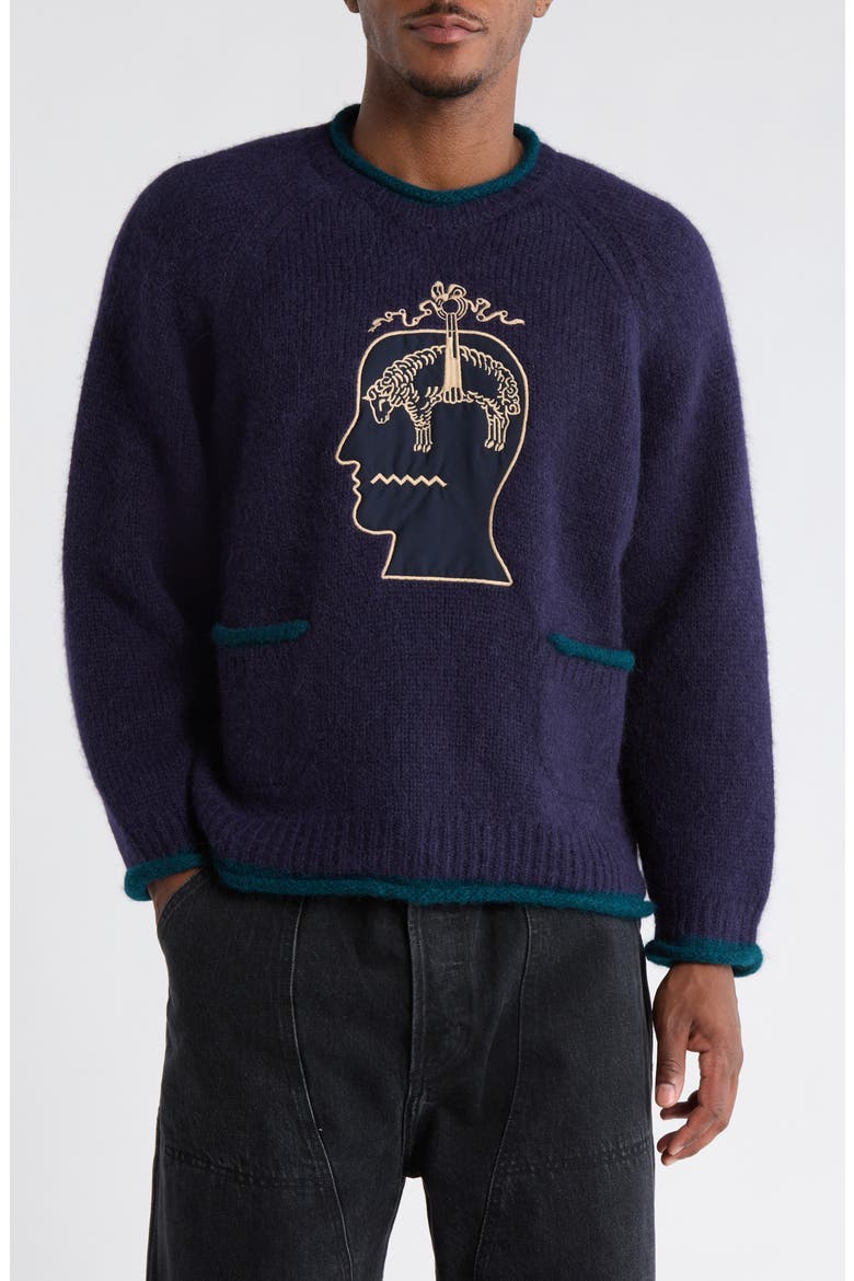 x Brooks Brothers California Logo Embroidered Roll Neck Baby Alpaca Blend Sweater, Main, color, NAVY