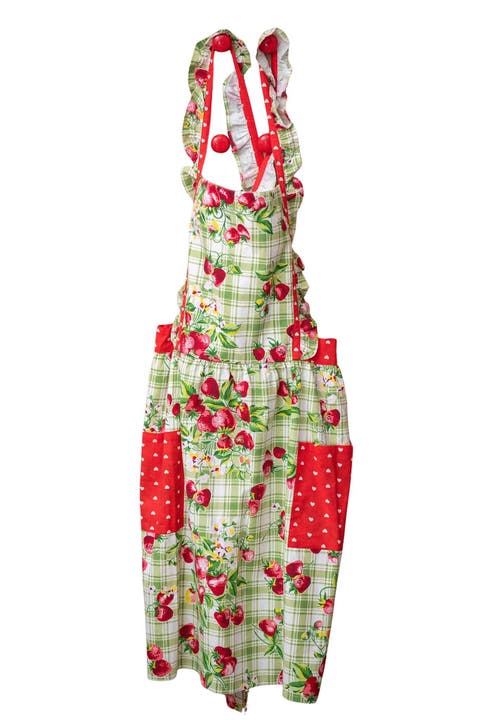Strawberry Gingham Ruffle Apron