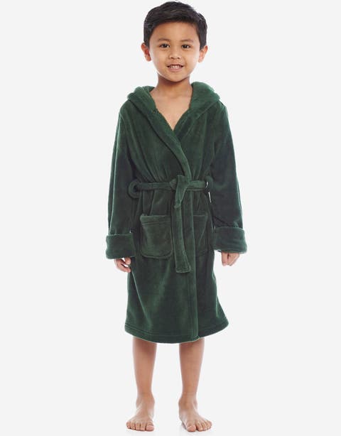 Kids Fleece Hooded Robe, Solid Colors
