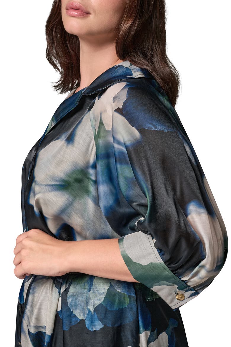 Floral Organza Shirtdress, Alternate, color, BLACK FORE