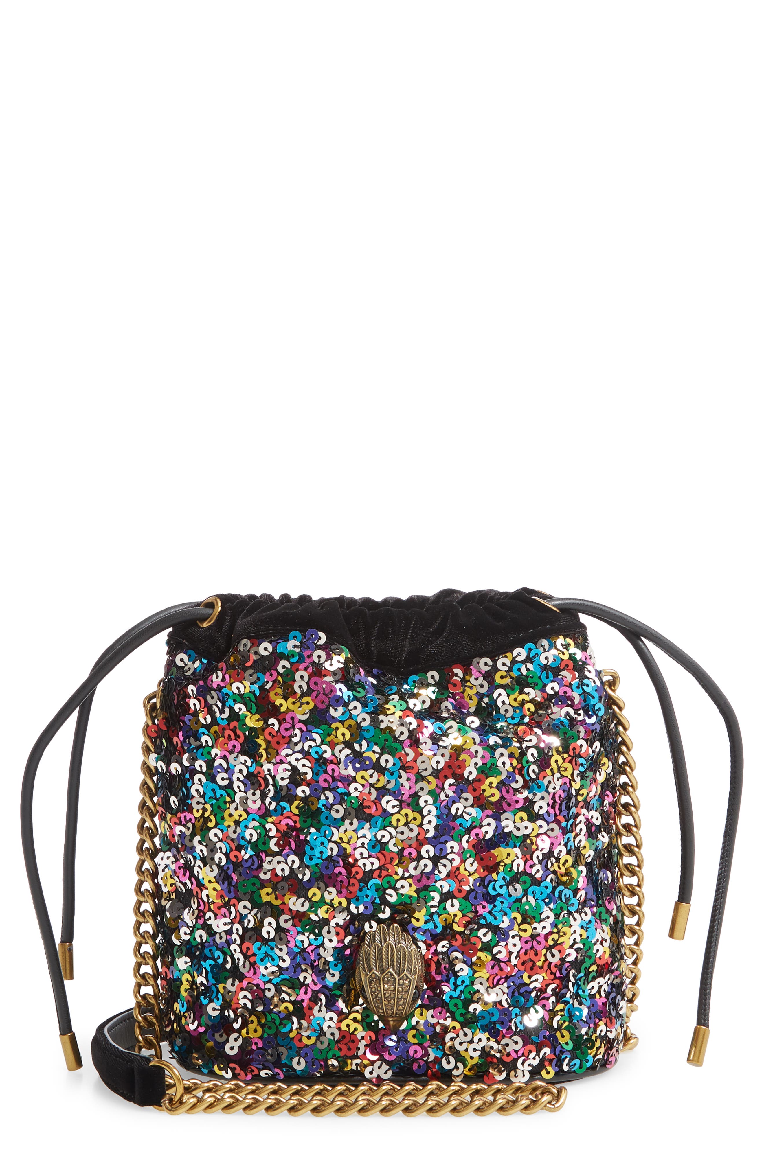 Kurt Geiger London Kensington Sequin Drawstring Crossbody Bag, Main, color, 