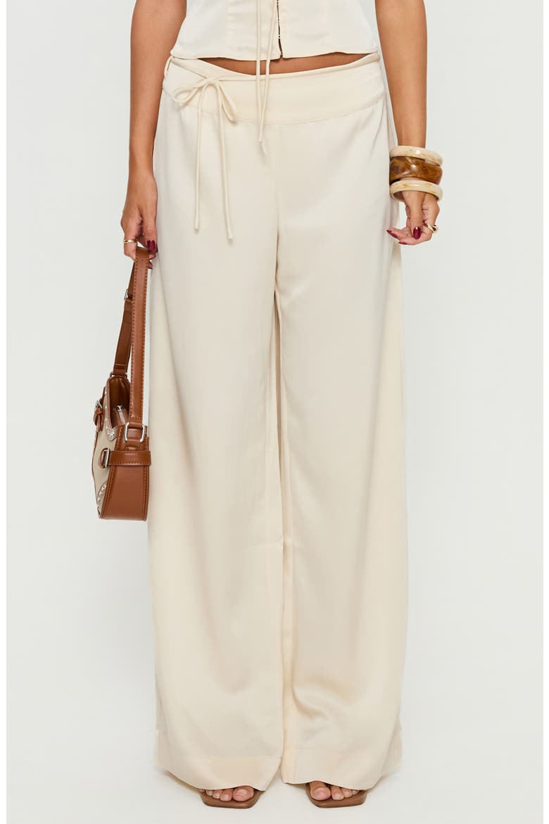 Aubrette Satin Wide Leg Pants, Main, color, CREAM