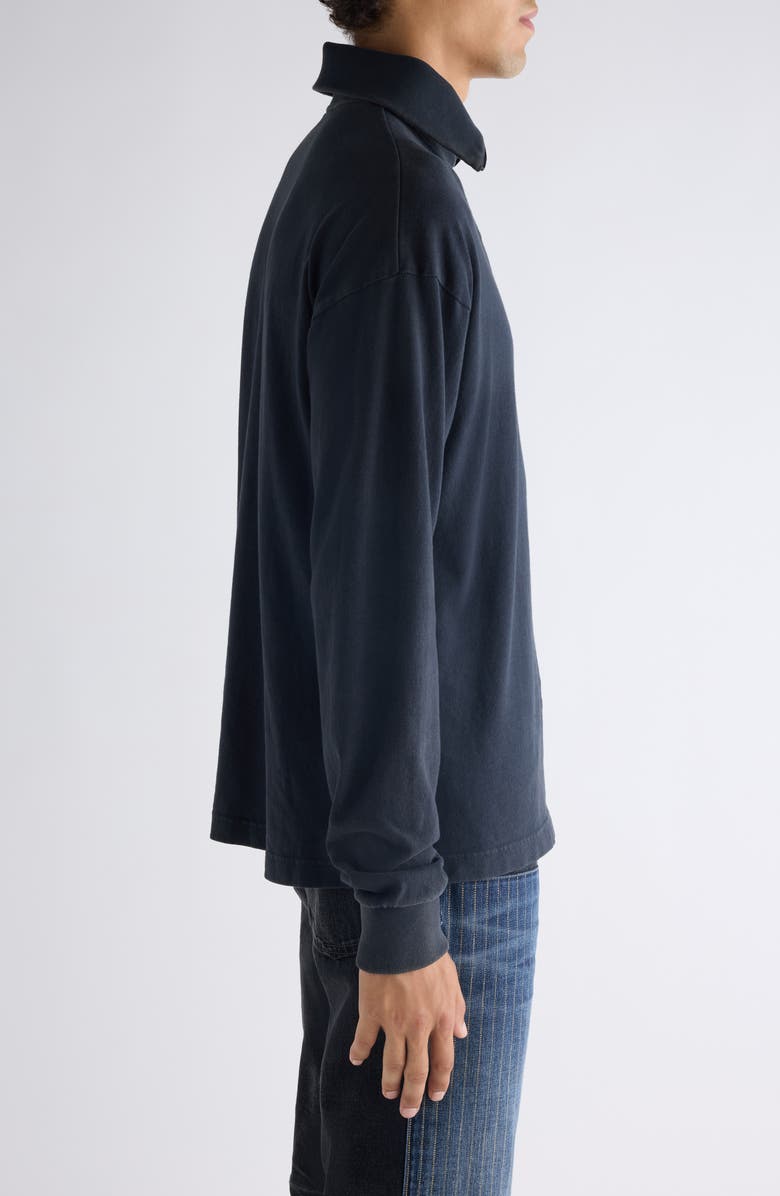 Acne Studios Fout Embroidered Logo Organic Cotton Quarter Zip Pullover, Alternate, color, Black