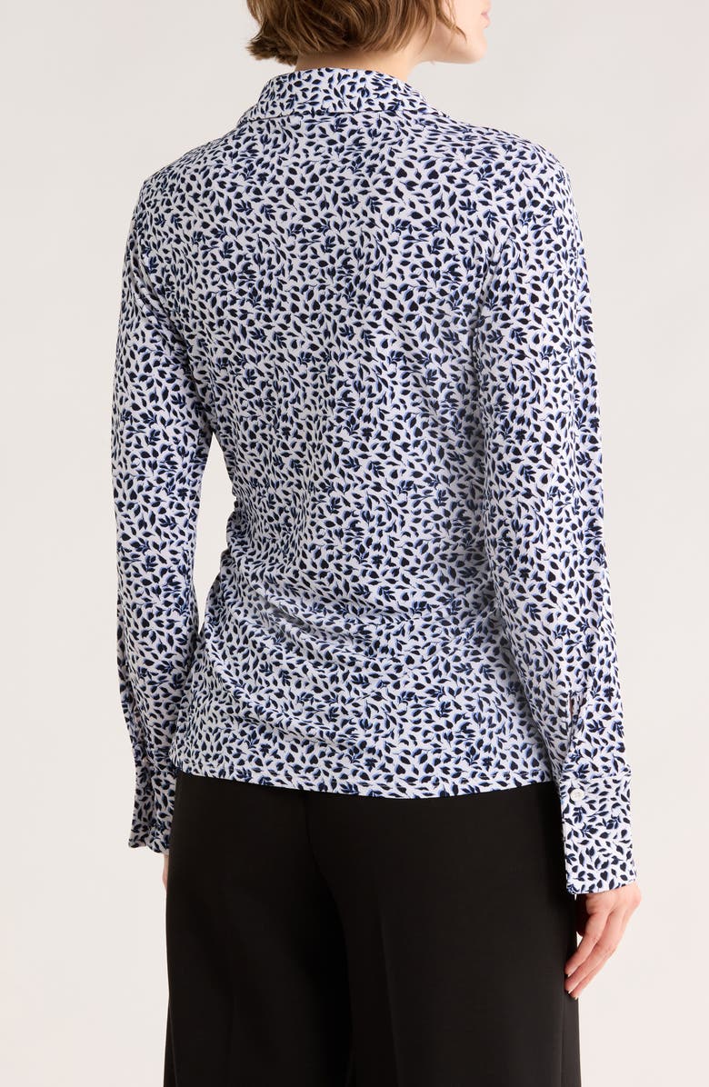 Adrianna Papell Long Sleeve Knit Button-Up Top, Alternate, color, Ivory/ Blue Moon Dreamy Leaves