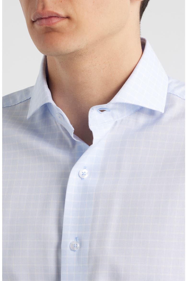 Trim Fit Check Cotton Dress Shirt, Alternate, color, LIGHT BLUE