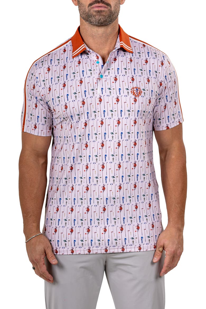 Martyr0012 Print Golf Polo, Main, color, WHITE