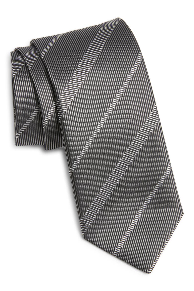 Stripe Silk Tie, Main, color, NAVY