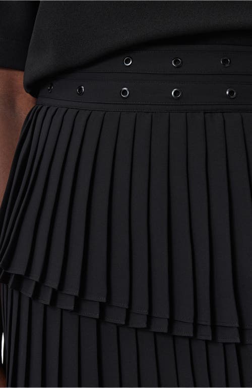 Allsaints Oona Pleated Asymmetric Miniskirt In Black