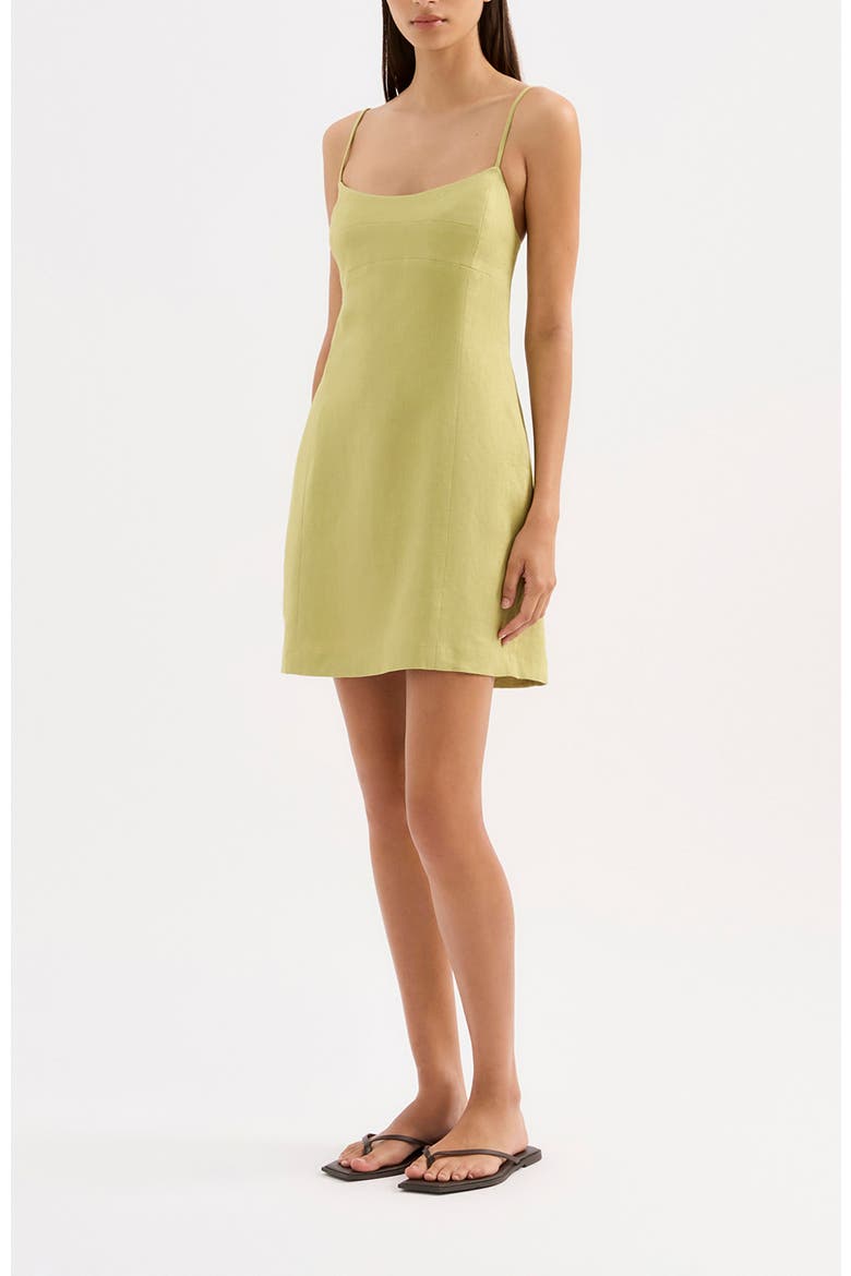 Carmela Linen Mini Dress, Alternate, color, Kiwi