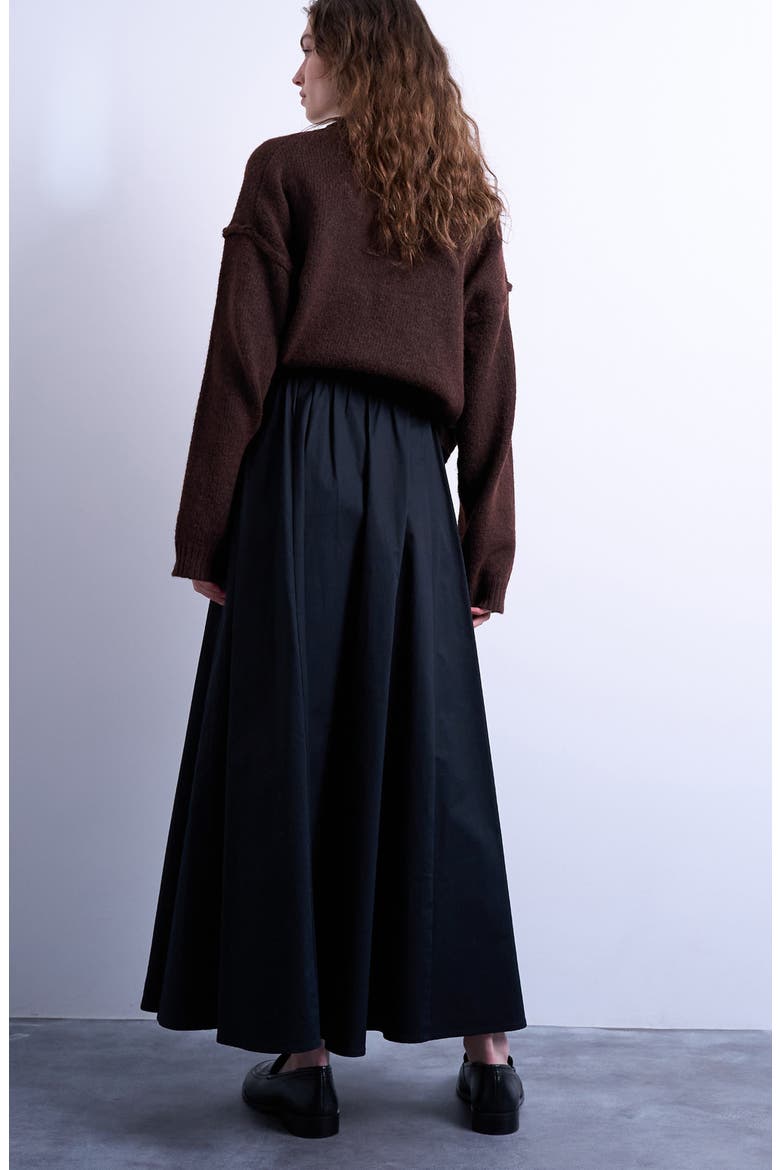 Stretch Cotton Twill A-Line Skirt, Alternate, color, BLACK