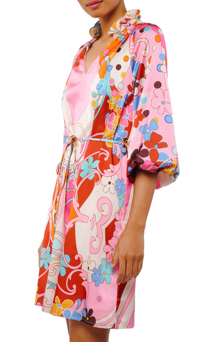 CIEBON Drea Floral Tie Waist Minidress, Alternate, color, Pink Multi