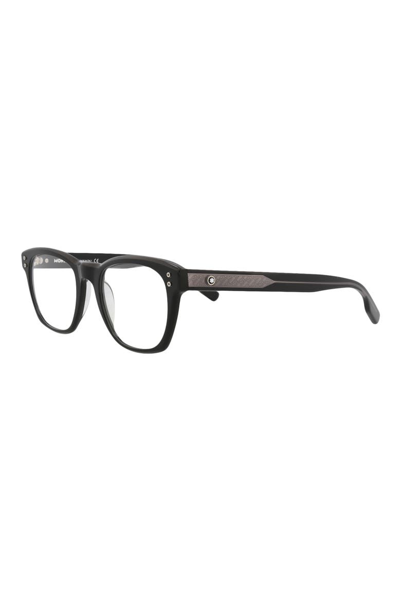 51mm Square Optical Glasses, Alternate, color, BLACK BLACK TRANSPARENT
