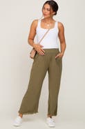 PinkBlush Linen Frayed Hem Crop Pants