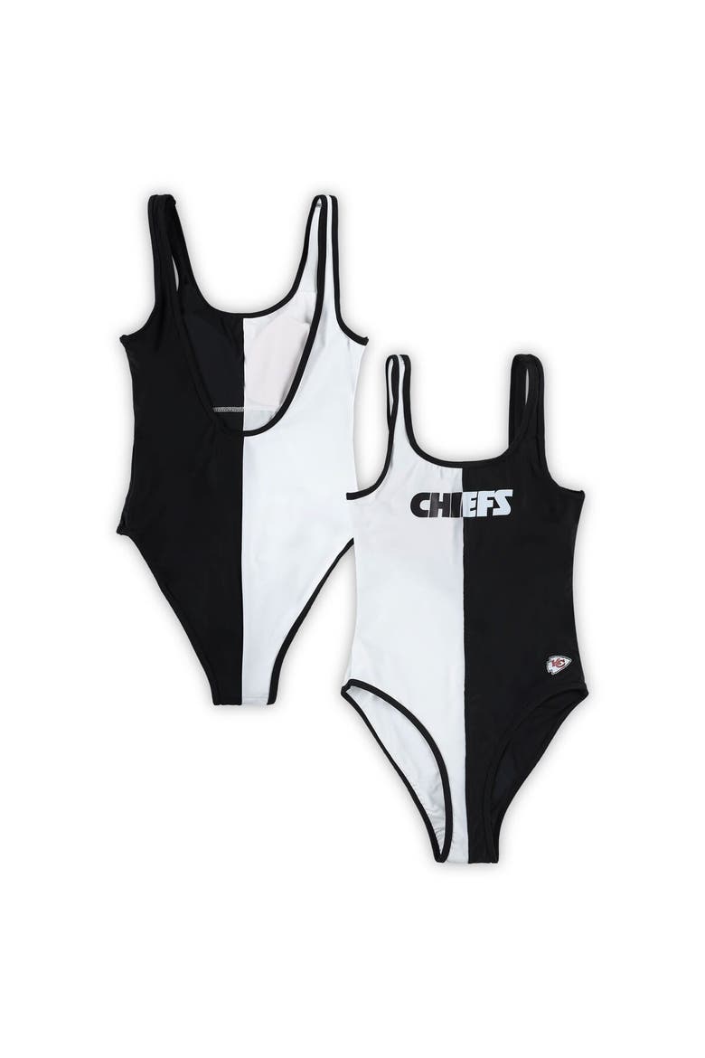 Women's G-III 4Her by Carl Banks Black/White Kansas City Chiefs Last Stand One-Piece Swimsuit, Main, color, Black