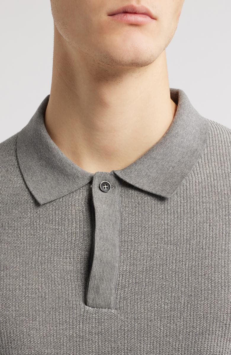 Robert Barakett Barley Short Sleeve Cotton Polo Sweater, Alternate, color, Grey