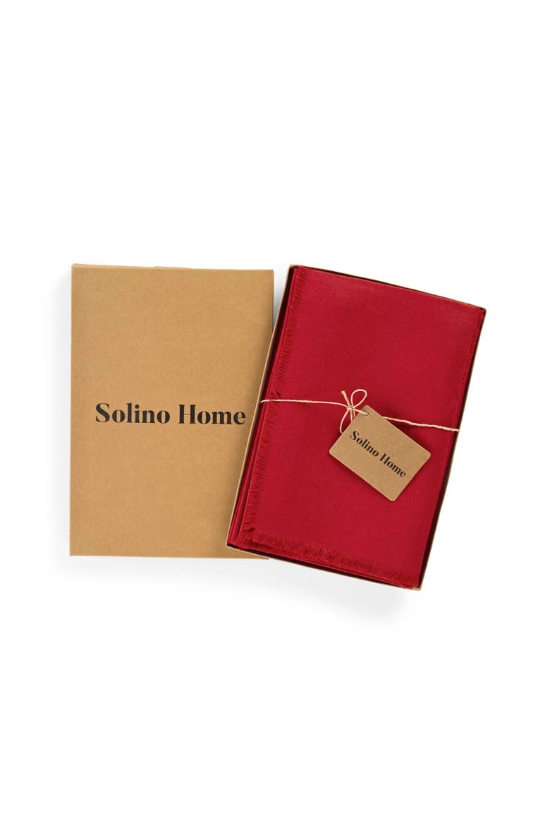 Linen Dinner Napkins Set of 4, 20 x 20" - Fringe, Alternate, color, Cherry