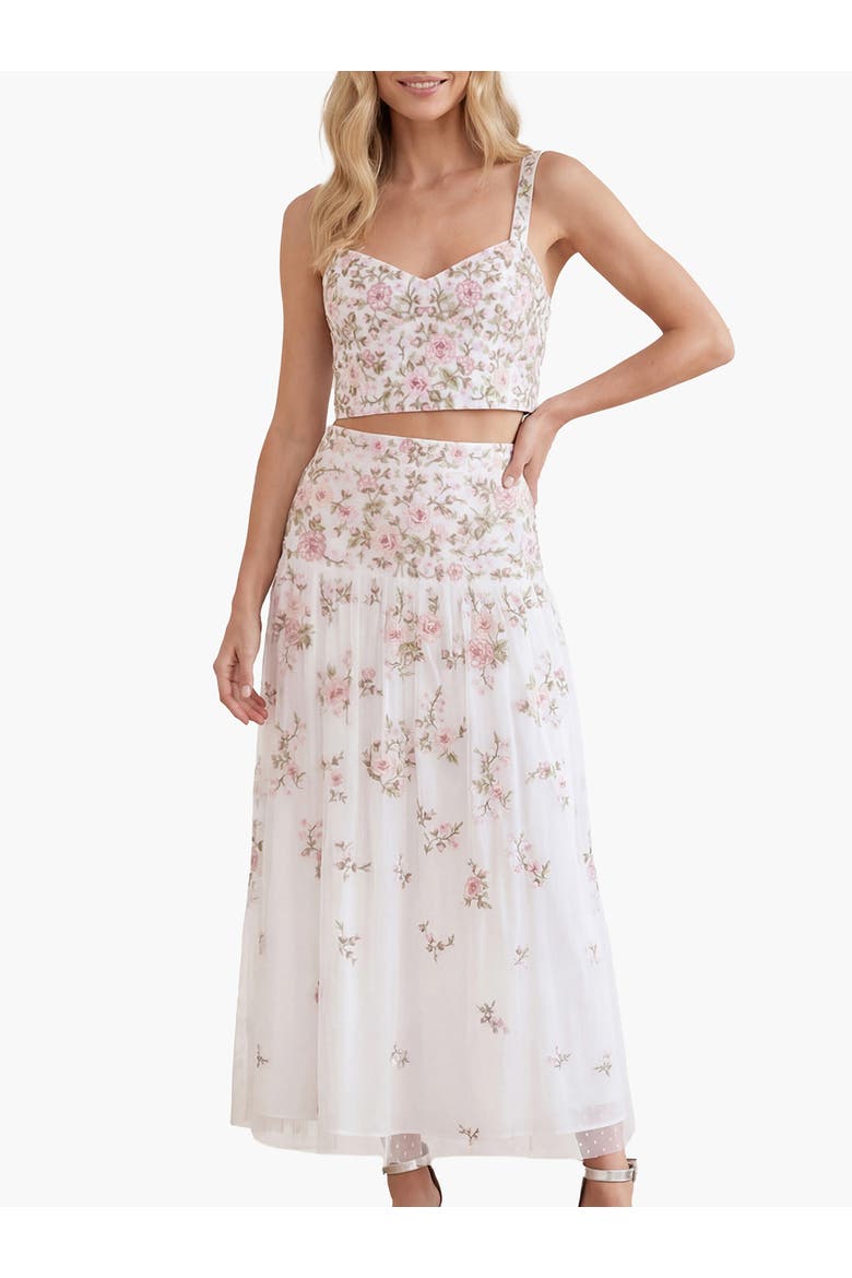Eden Rose Ankle Skirt, Alternate, color, Swan White/Multi