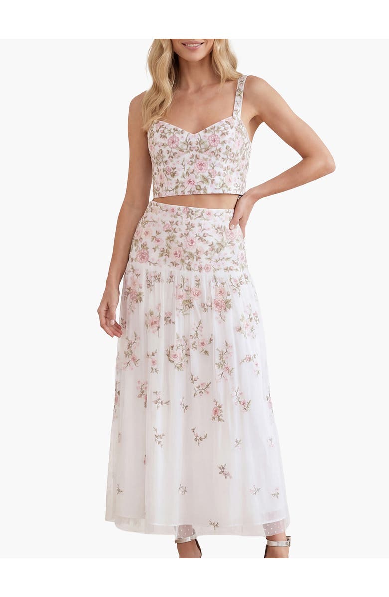 Needle & Thread Eden Rose Ankle Skirt, Alternate, color, Swan White/Multi