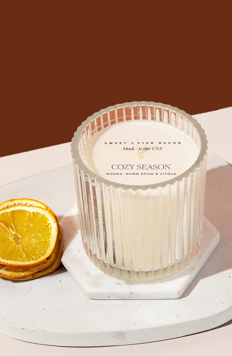 SWEET WATER DECOR Cozy Season Rib Glass 2-Piece Candle Set, Alternate, color,