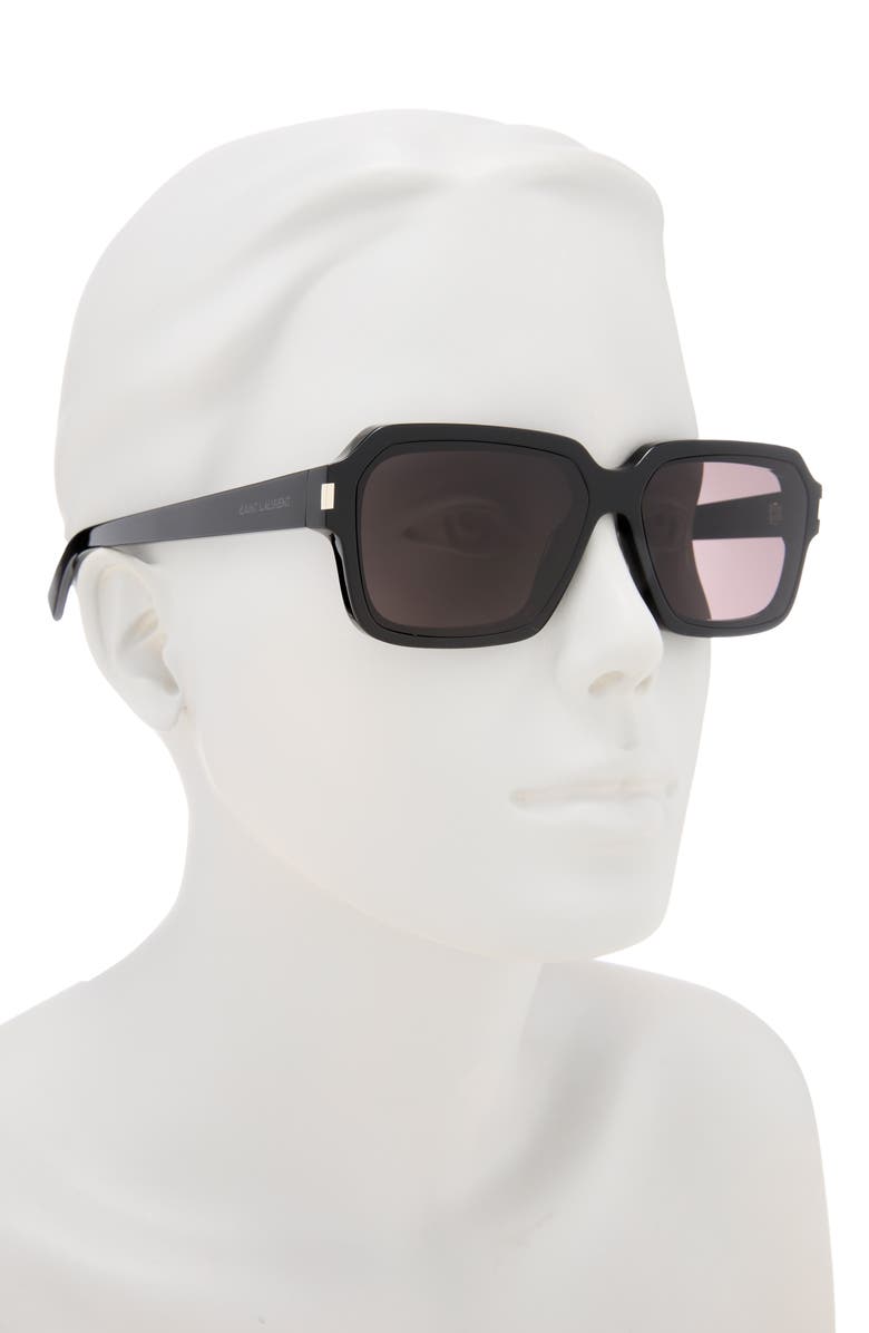 Saint Laurent 59mm Rectangular Sunglasses, Alternate, color, Black Black Grey