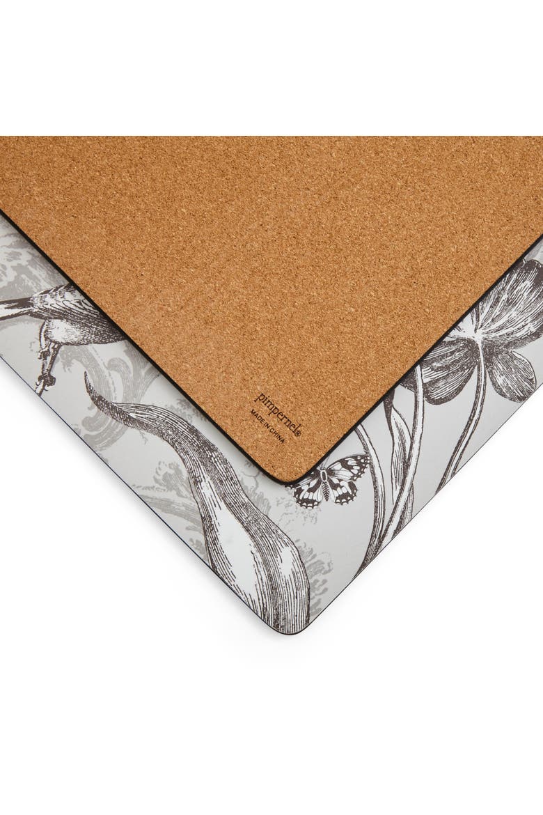 Vintage Garden Set of 4 Cork Back Placemats, Alternate, color, Grey