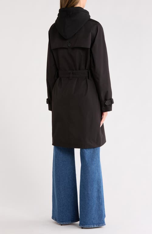 Rebecca Minkoff Water Repellent Trench Coat With Removable Bib Hoodie In Brown