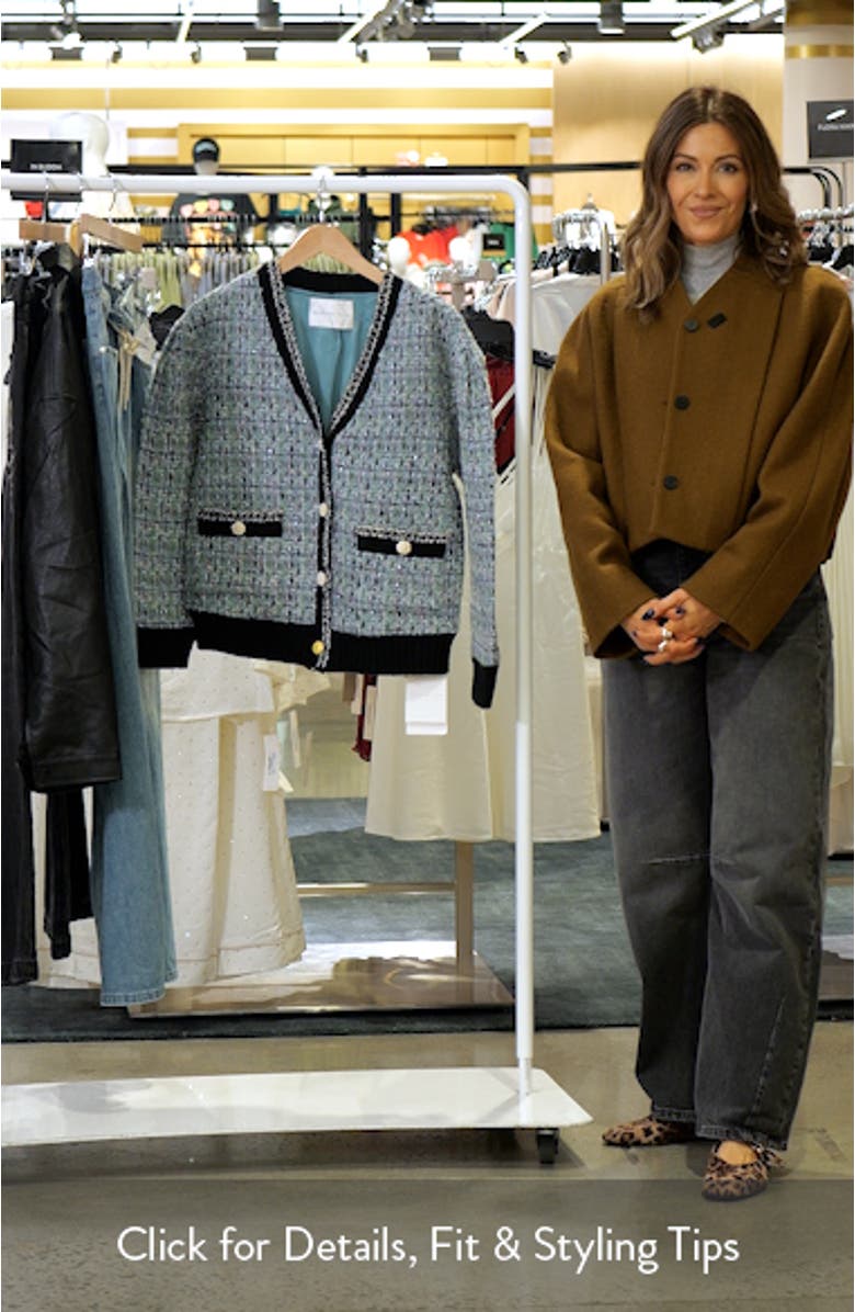 Premium Bouclé Wool Blend Cardigan, sales video thumbnail