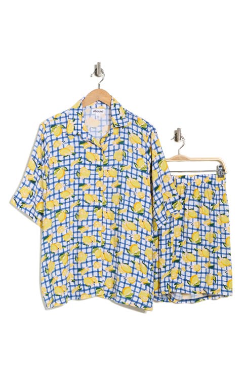 Easy Printed Cover-Up Shirt & Shorts Set